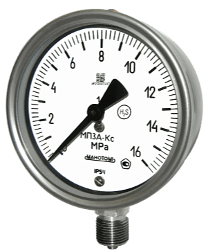 Манометр МП3А-Кс-100 кгс/см2-1.5-Ф-IP54-G1/2-B-УПД-Черта-Обезж.-Пл.-Пл.С-Табл.-П.П.С.-ЦСМ-П.П.Пас.-Свидет.