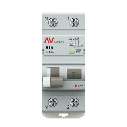 Дифференциальный автоматический выключатель EKF AVERES DVA-10 2Р+N 6А (С) 100mА (А) 10кА