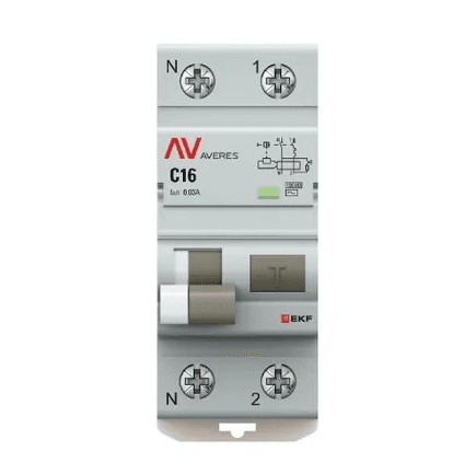 Дифференциальный автоматический выключатель EKF AVERES DVA-10 2Р+N 6А (С) 100mА (А) 10кА